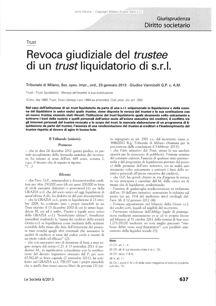 TRUST - Trust liquidatorio