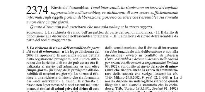 SOCIETA' - Commentario al diritto delle società a cura di Maffei Alberti (art. 2374)