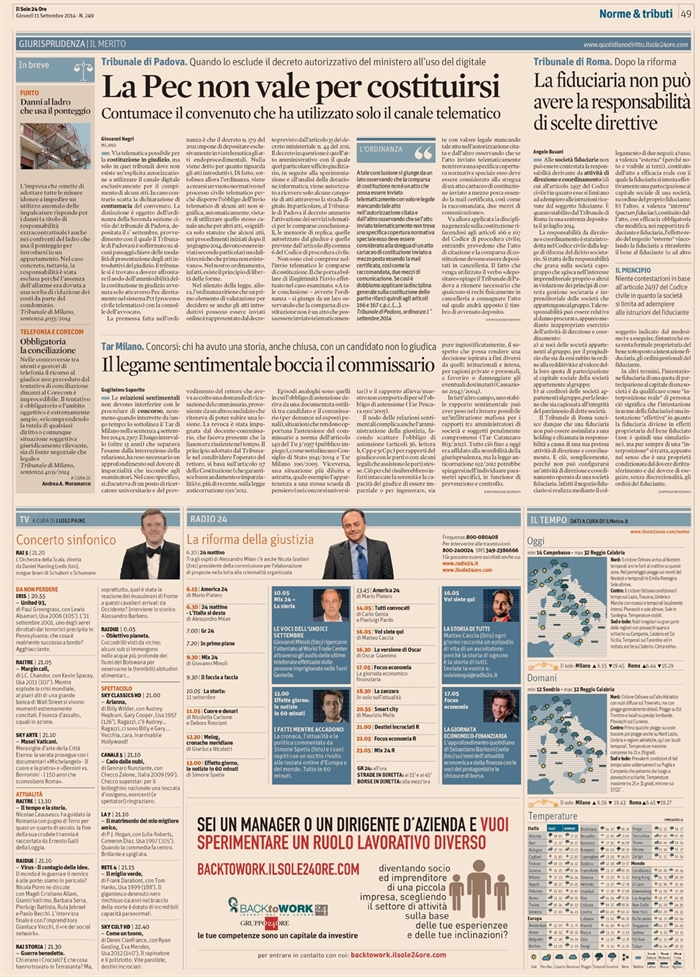 2014-09 - SOCIETA - Società fiduciarie senza responsabilità di direzione