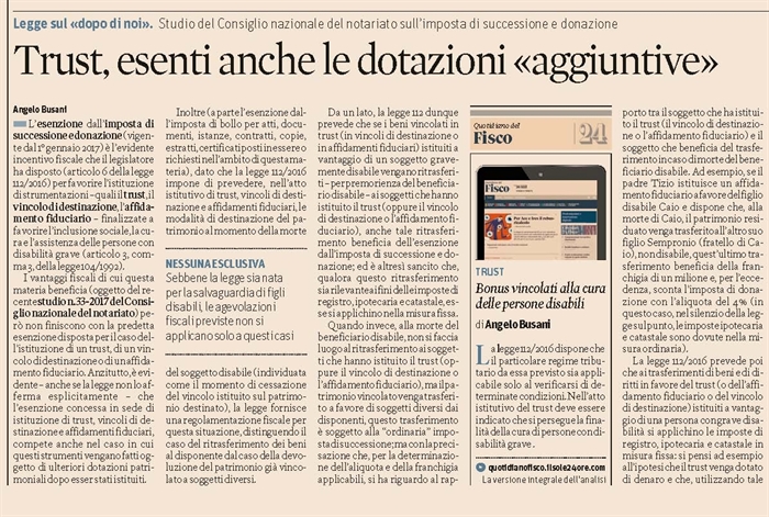 TRUST - A favore di soggetti con disabilità