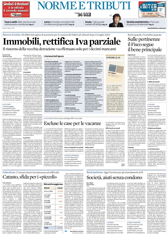 REGIME FISCALE PERTINENZE - RISCATTO LEASING - AFFITTO AZIENDA