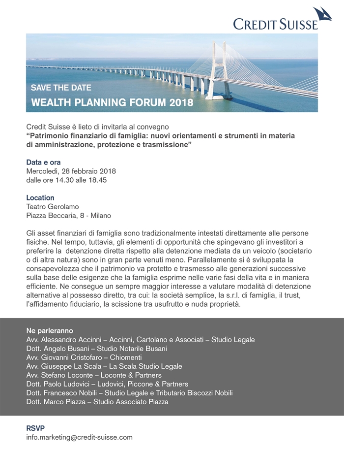 PROTEZIONE DEL PATRIMONIO - Wealth planning forum 2018 
