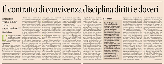UNIONI CIVILI E CONVIVENZE - Il contratto di convivenza
