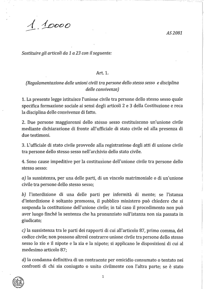 Ddl Cirinnà (unioni civili e convivenze di fatto)