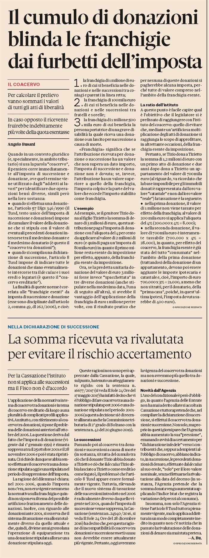 IMPOSTA DI SUCCESSIONE E DONAZIONE - Le problematiche del coacervo
