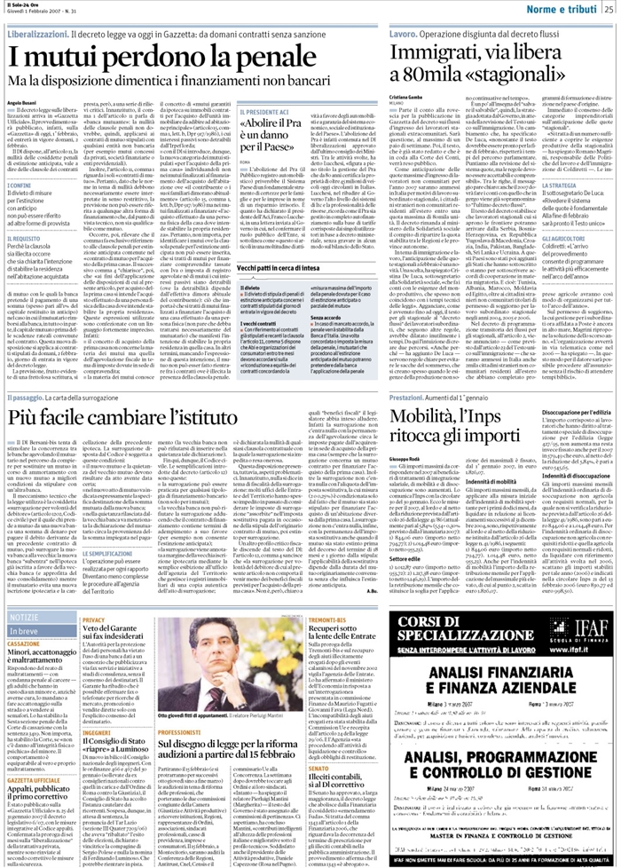 MUTUO - ESTINZIONE ANTICIPATA - ABOLIZIONE PENALI (1)