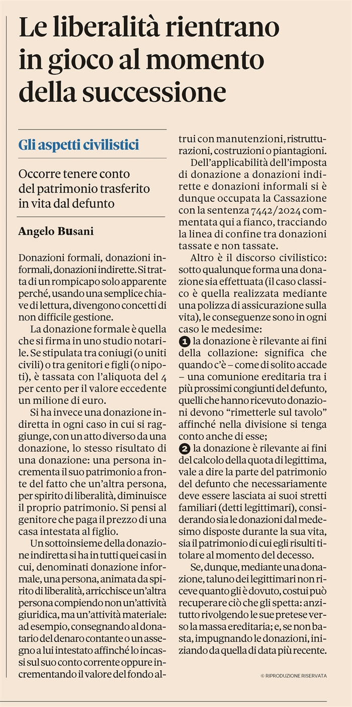 DONAZIONE- Distinguere donazioni formali, informali e indirette (pagina)