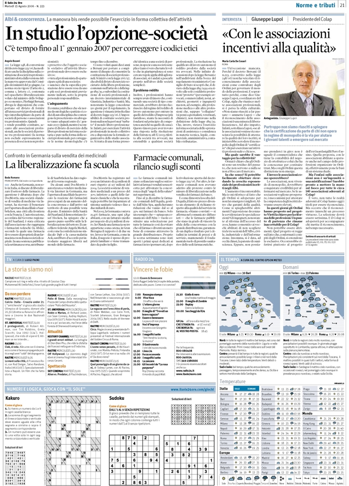 SOCIETA' PROFESSIONALI - LEGGE 248
