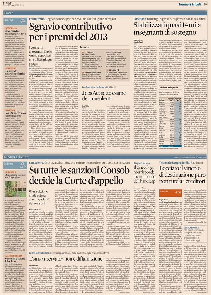 2014-05 - TUTELA PATRIMONIO - Bocciato il vincolo di destinazione puro