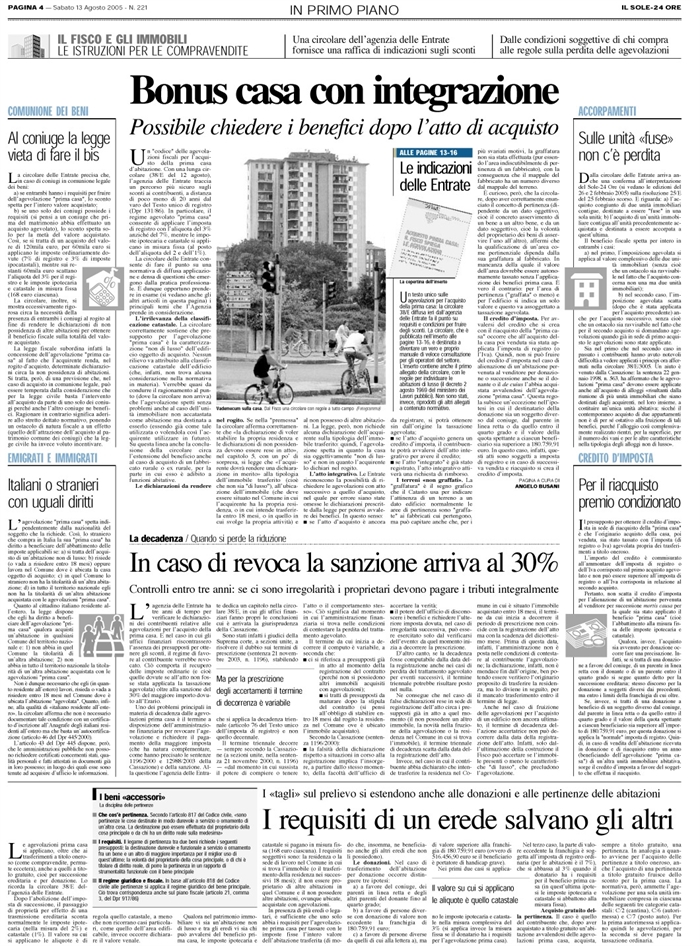 EREDITA' - Agevolazione prima casa - Successione