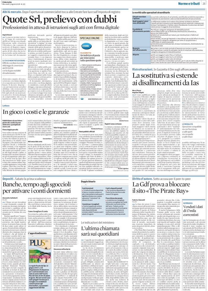 IMPOSTA REGISTRO - QUOTE SRL - TRASFERIMENTO ATTO DIGITALE
