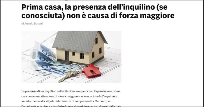 PRIMA CASA - Niente forza maggiore se l'acquirente sa dell'inquilino