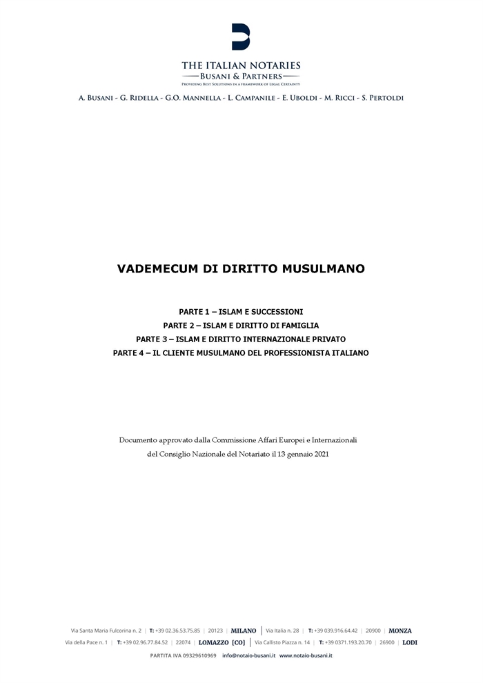 DIRITTO MUSULMANO - Operatività in Italia di un contraente di religione musulmana