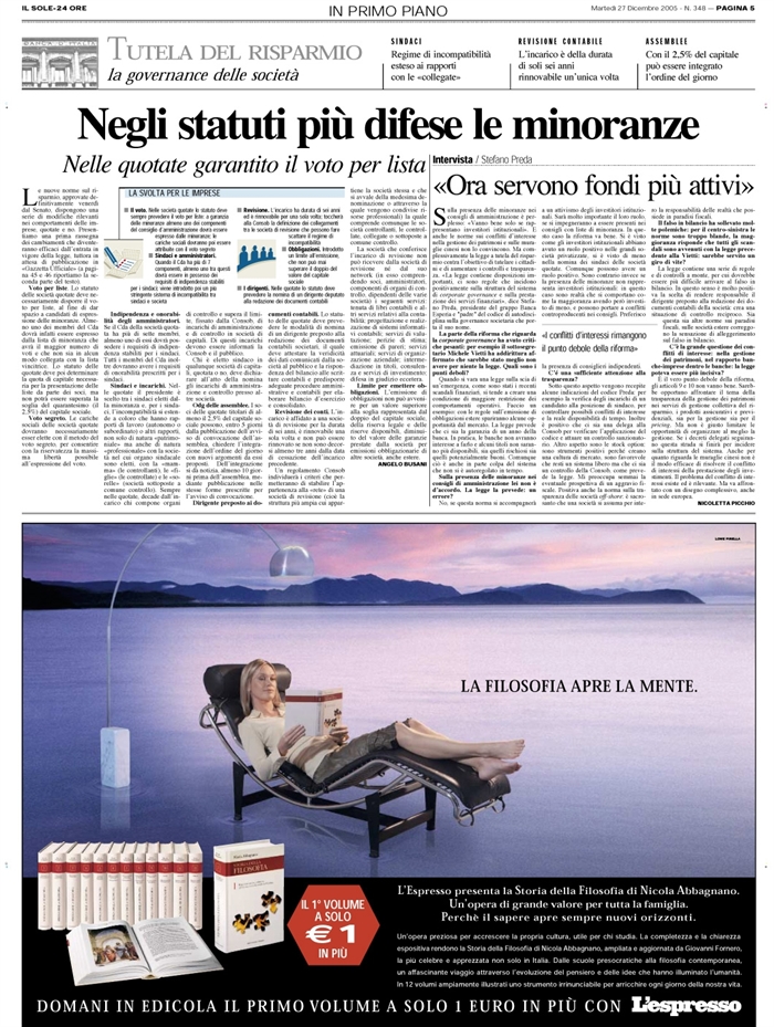 SOCIETA' Società quotate - Governance - Tutela minoranza (1)