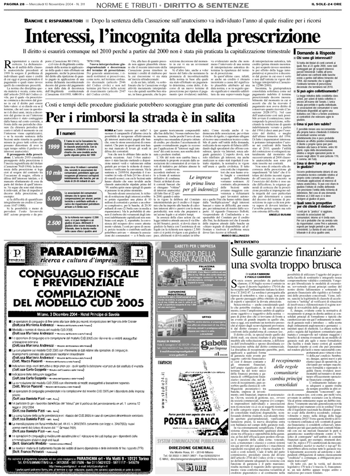 ANATOCISMO-NULLITA-PRESCRIZIONE INTERESSI