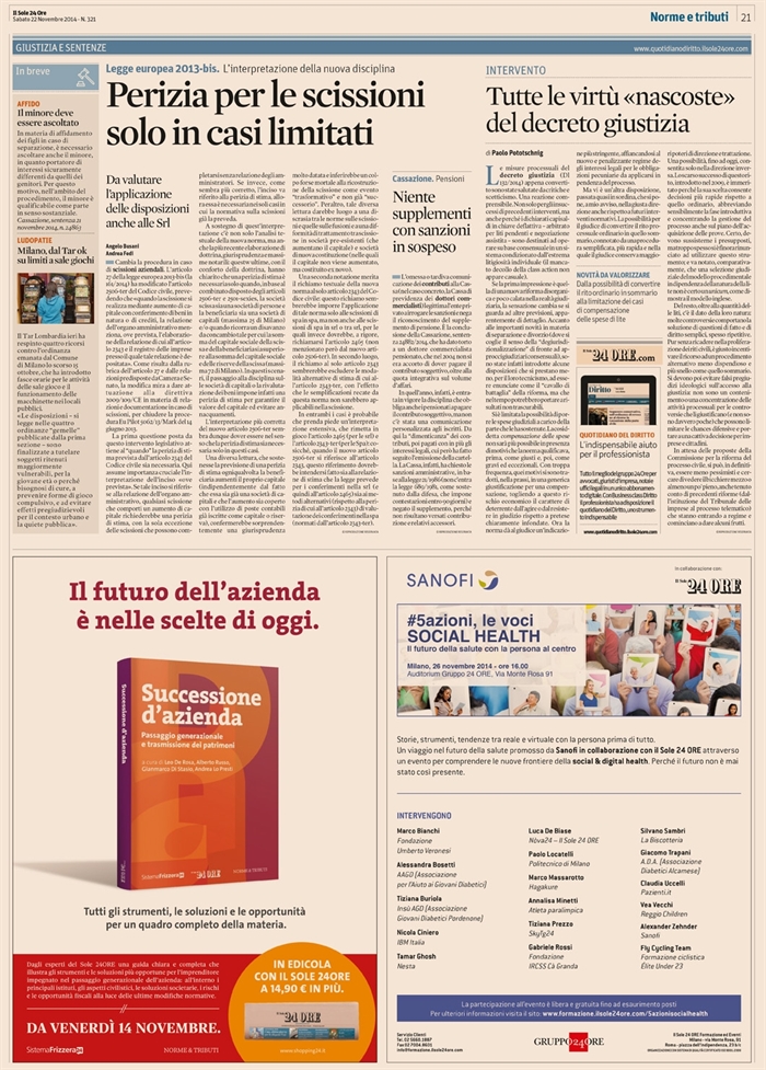 2014-11 - SOCIETA - Perizia in scissioni in casi limitati