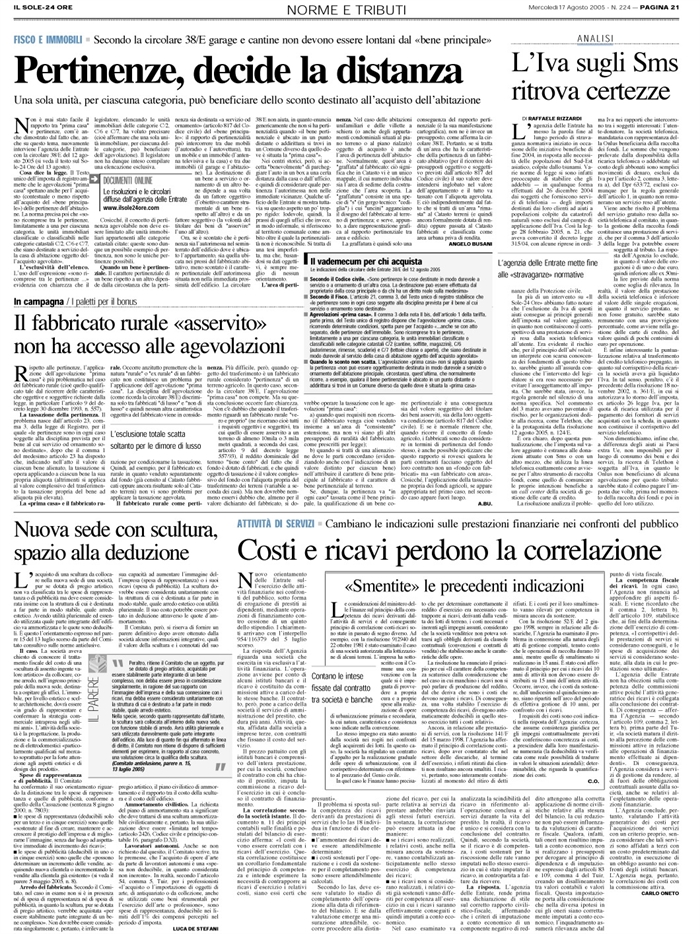 COMPRAVENDITA - Pertinenze - Regime catastale fiscale (1)