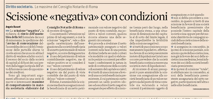 SOCIETA' - Scissione negativa