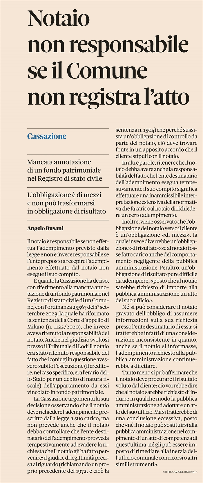 FONDO PATRIMONIALE - Il notaio comunica ma il Comune non lo registra