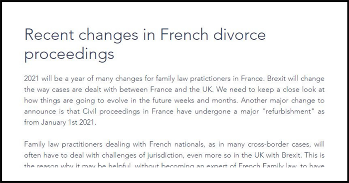 FRANCE: New divorce legislation cuts contentious cases