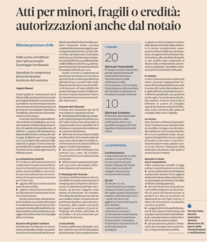 MINORI, INCAPACI, EREDITA' - Competenza concorrente tra giudici e notai