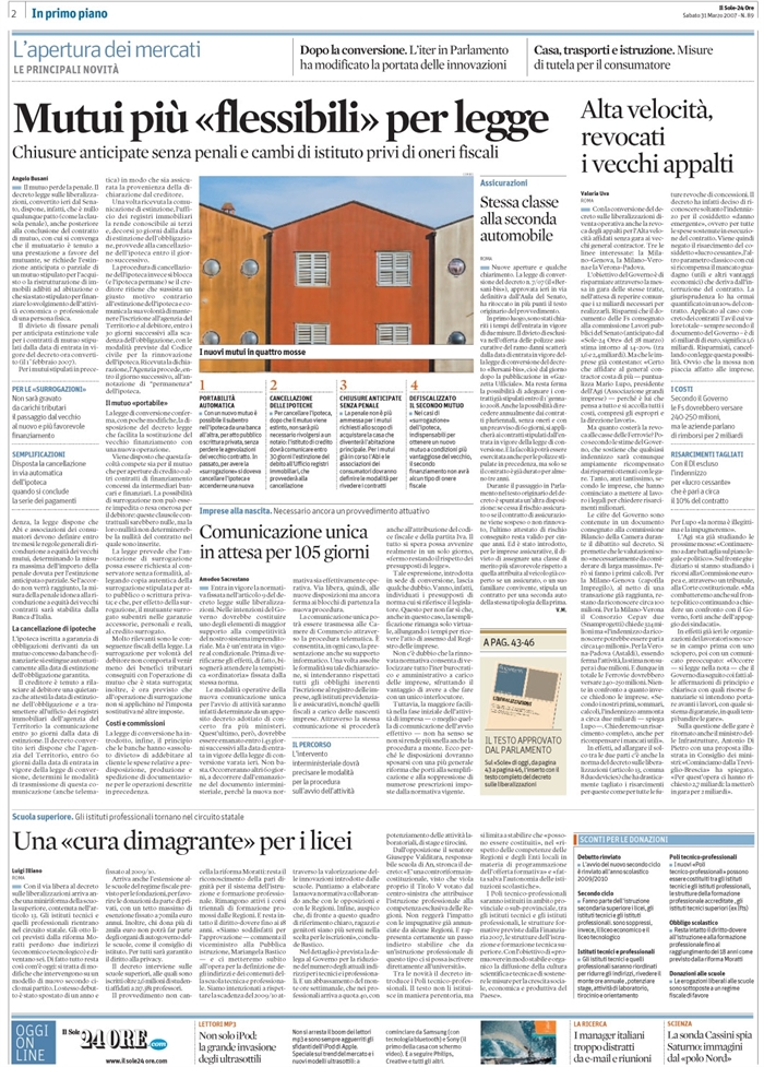 MUTUO - ESTINZIONE ANTICIPATA - ABOLIZIONE PENALI