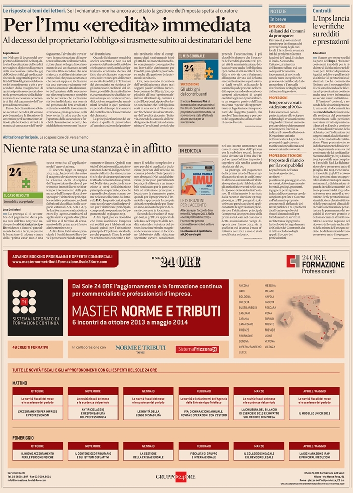 2013-05 IMPOSTE - IMU - In caso di successione