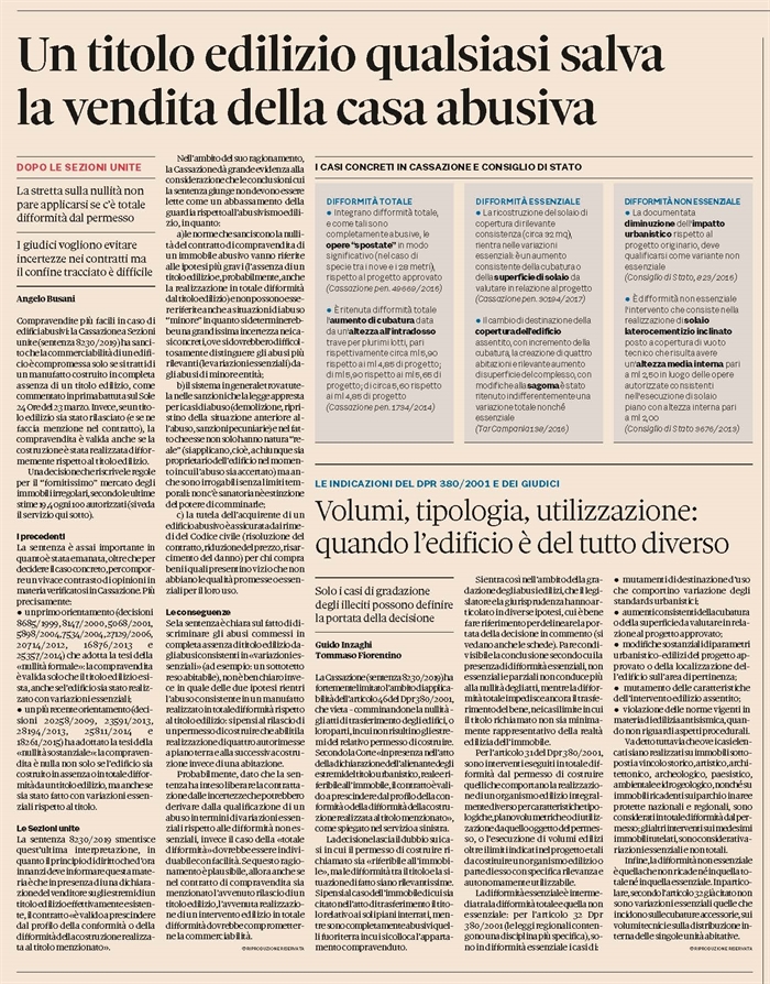 COMPRAVENDITA - Edifici vendibili anche se affetti da abusi