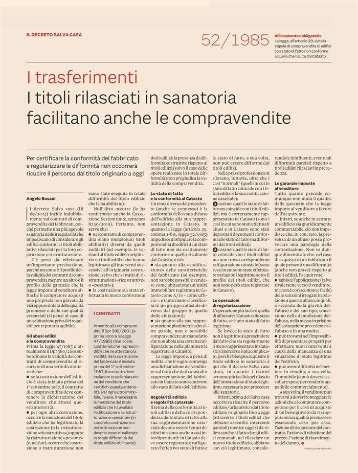 COMPRAVENDITA - Contratti più facili con il Decreto Salva-Casa