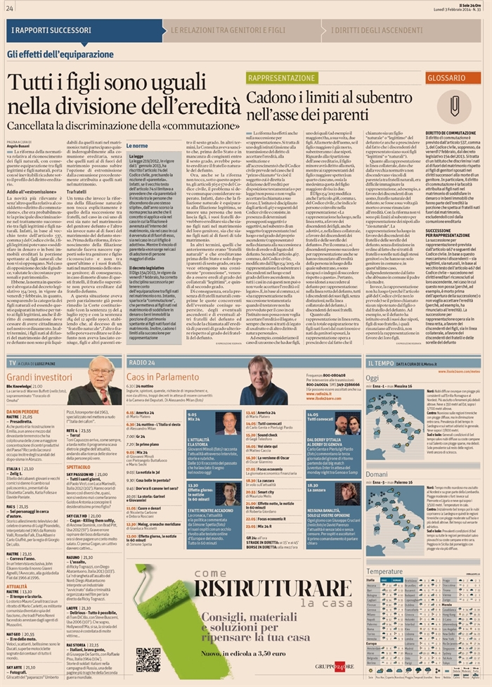 2014-02 - EREDITA' - Equiparazione degli eredi