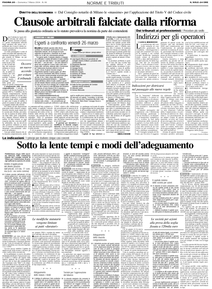 SOCIETA-RIFORMA-CLAUSOLE COMPROMISSORIE