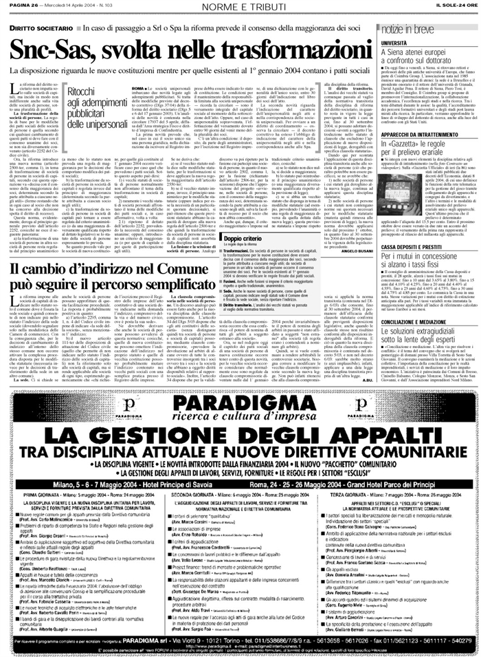 SNC SAS-TRASFORMAZIONE SPA SRL-CONSENSO MAGGIORANZA