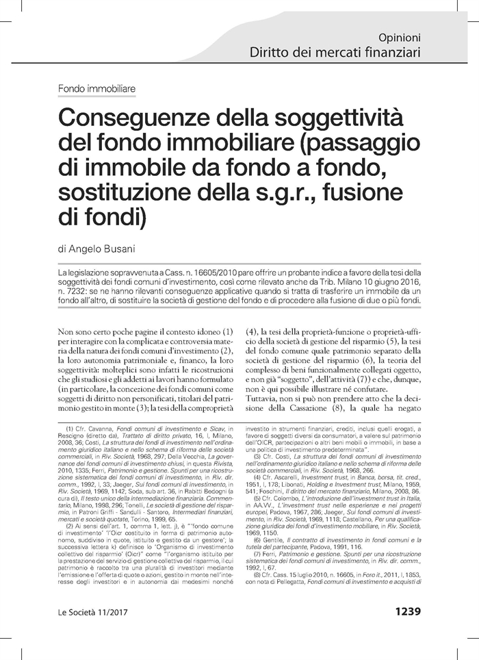 FONDI IMMOBILIARI - Fusione tra fondi, cambio della Sgr, passaggio di immobile da fondo ad altro fondo