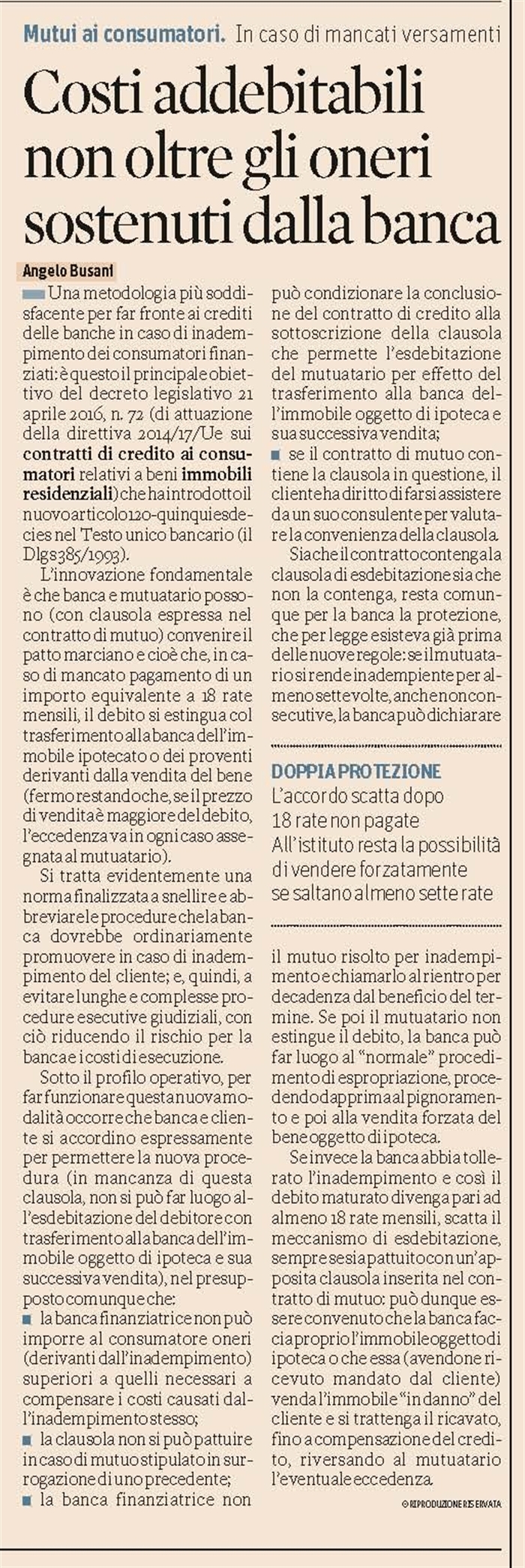 MUTUO - Il patto marciano nei contratti di finanziamento per l'edilizia residenziale