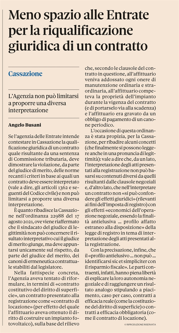 IMPOSTA DI REGISTRO - Riqualificazione di diritto di superficie in locazione