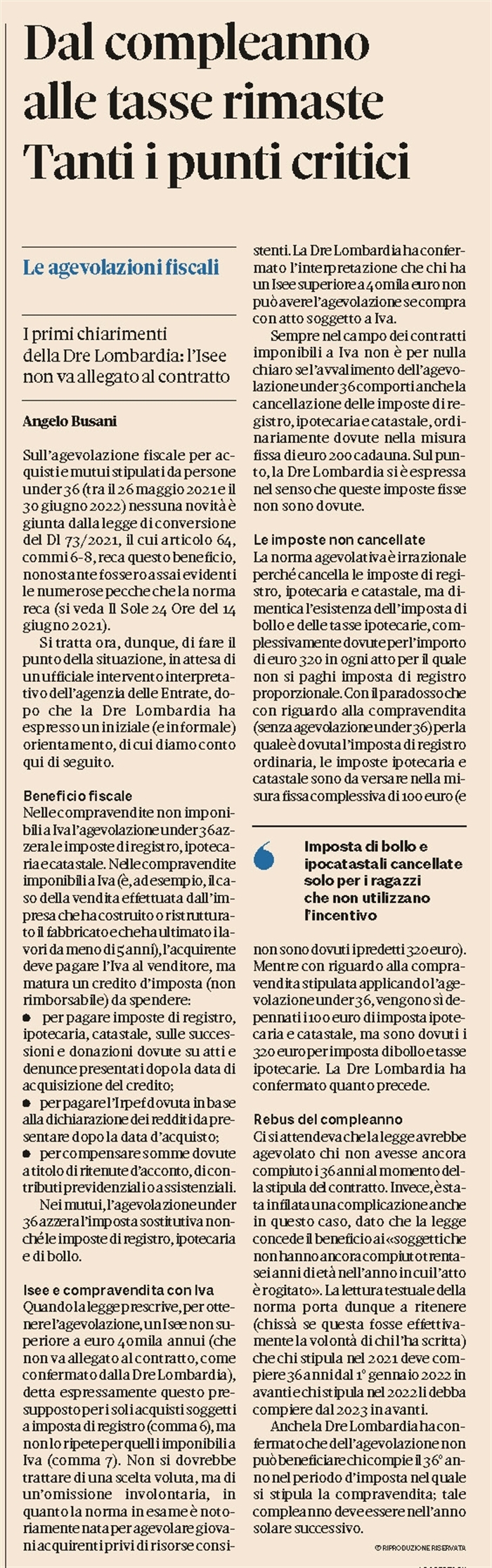 PRIMA CASA - Agevolazione problematica per gli under 36