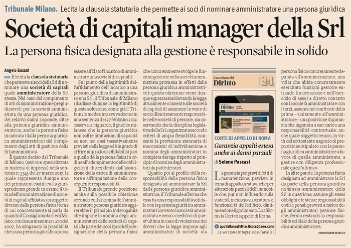 SOCIETA - Amministrazione affidata a persona giuridica