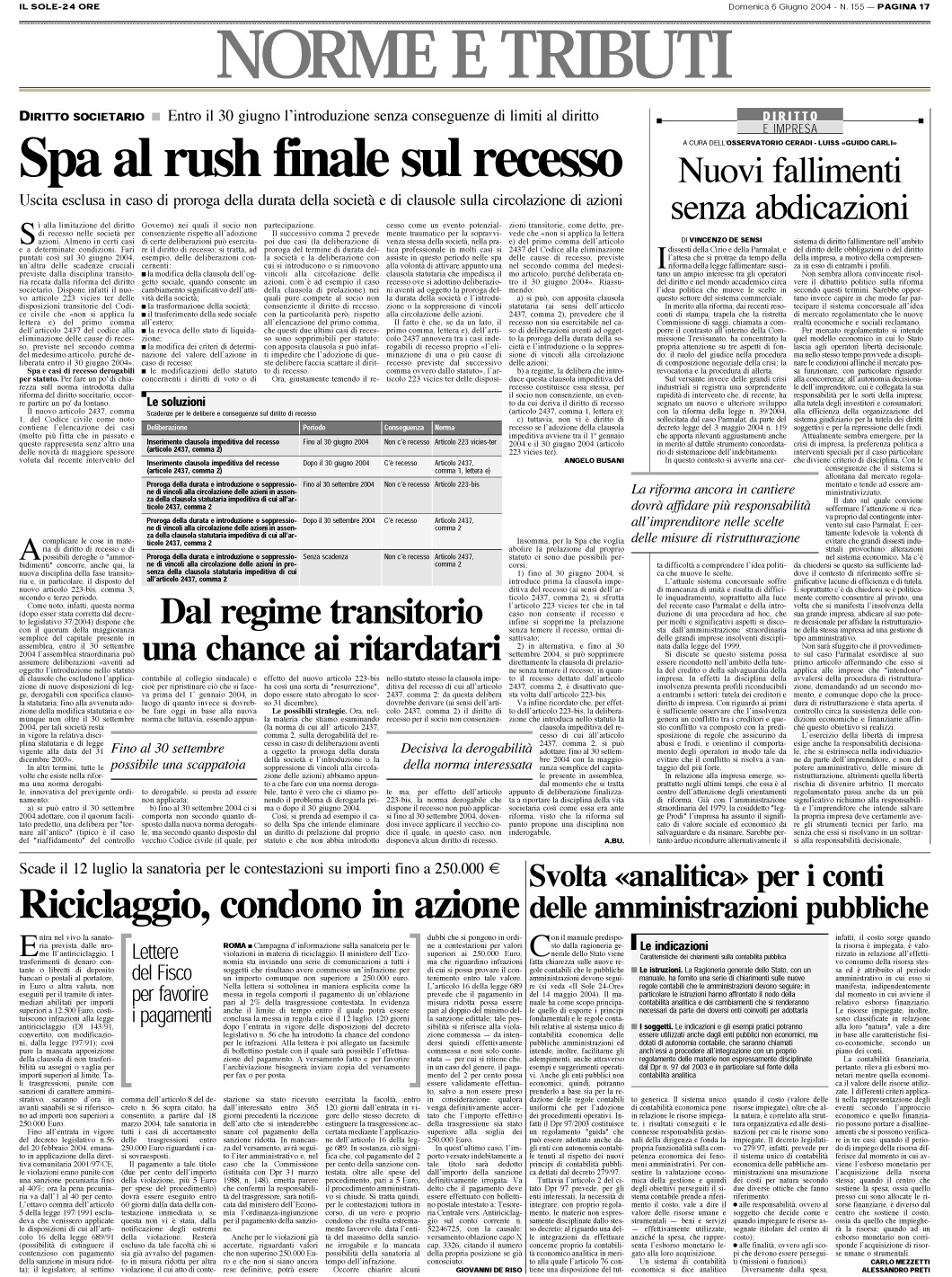SOCIETA' - spa - recesso - proroga durata - vincoli ...