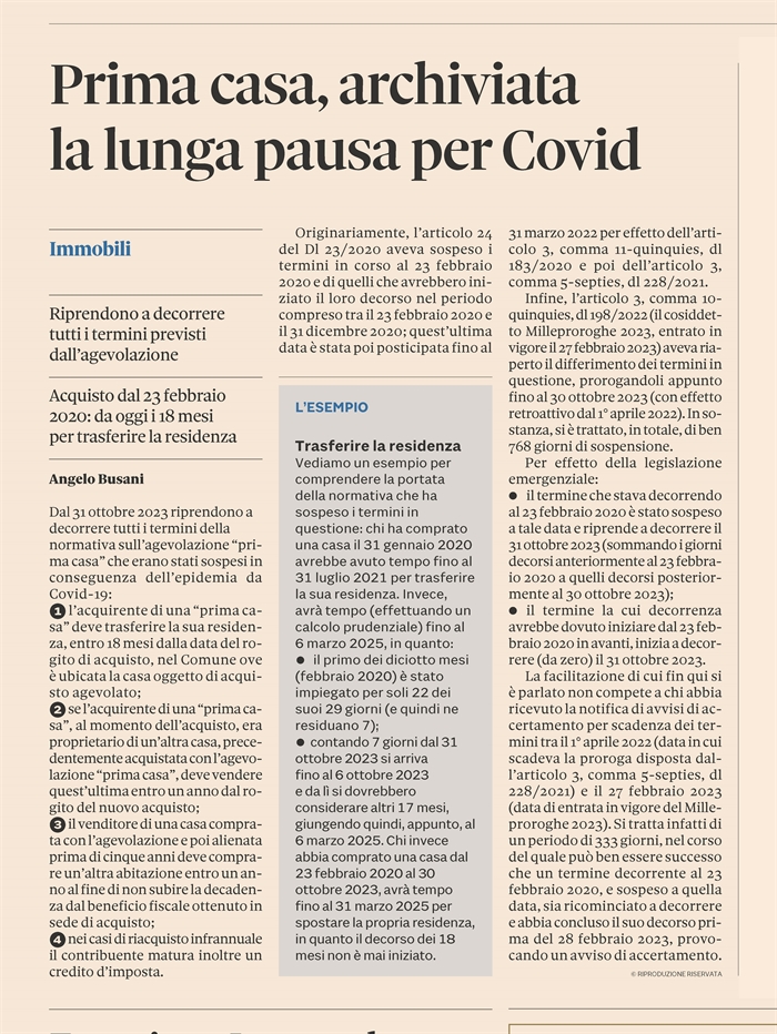 AGEVOLAZIONE 1a CASA - Termini riaperti dal 31 ottobre 2023