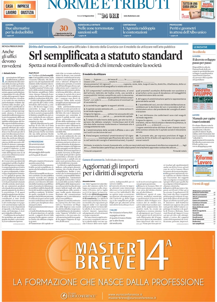 2012 08 17 SRL semplificata a statuto standard