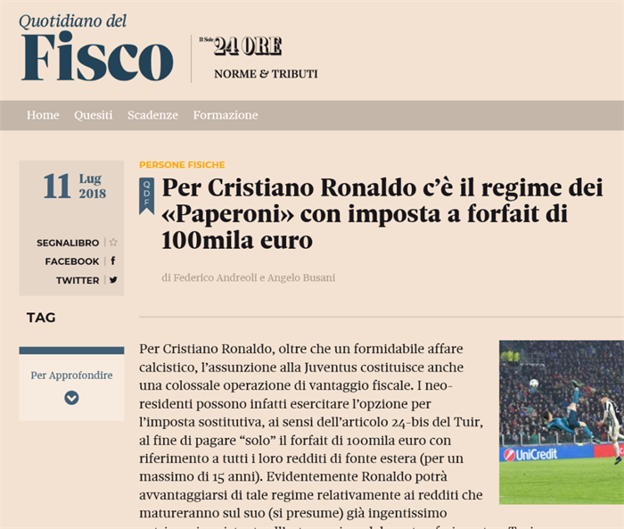 RONALDO ALLA JUVE - Colossale affare fiscale per CR7