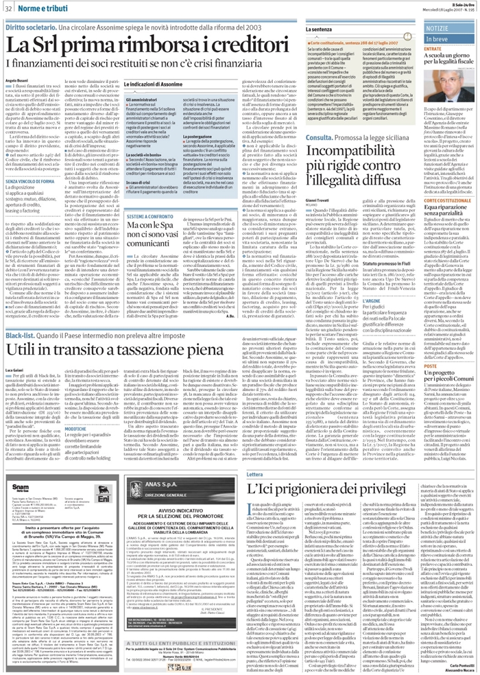 SRL - FINANZIAMENTO SOCI - POSTERGAZIONE