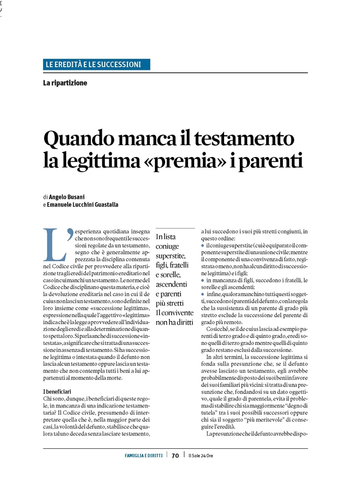 EREDITA - Cosa succede quando manca il testamento