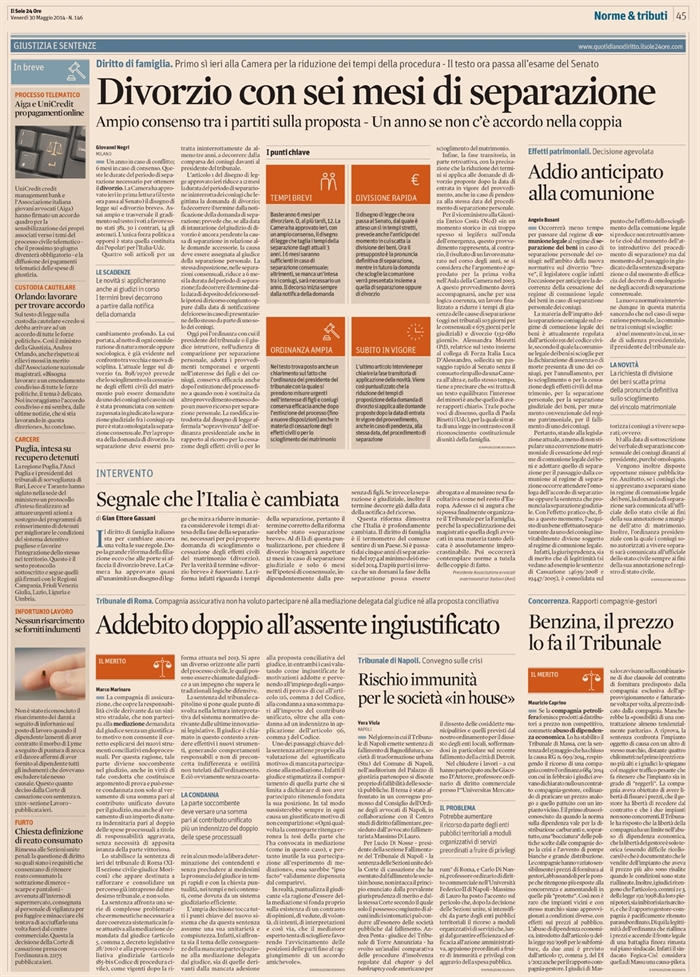 2014-05 - FAMIGLIA - Tempi abbreviati per il passaggio alla separazione dei beni