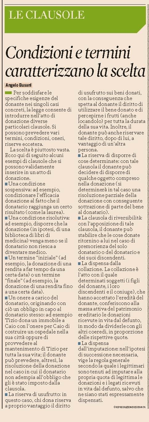 Donazione Le Clausole Da Inserire Nel Contratto Di Donazione
