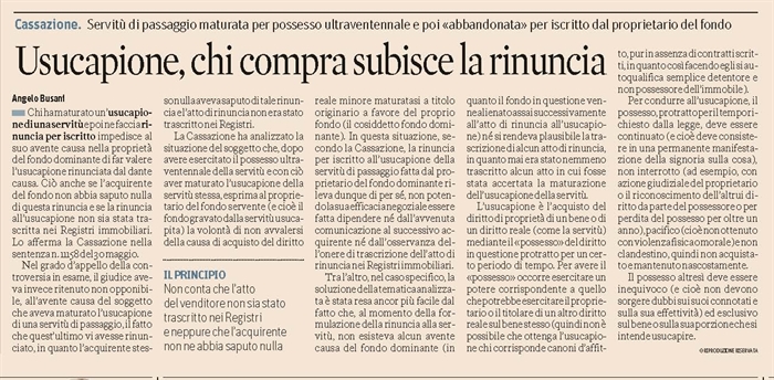 COMPRAVENDITA - Rinuncia a servitù usucapita