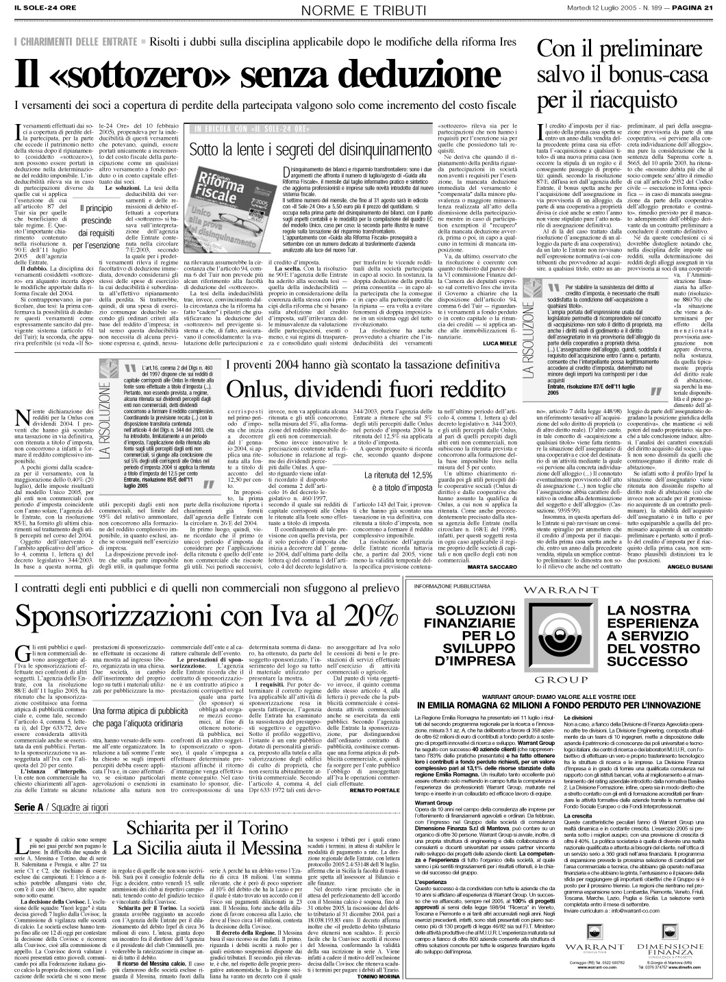 COMPRAVENDITA - Agevolazione prima casa - Credito d ...