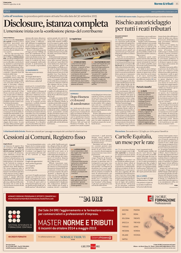 2014-07 - IMPOSTE - Imposta di registro - Cessioni a favore del comune