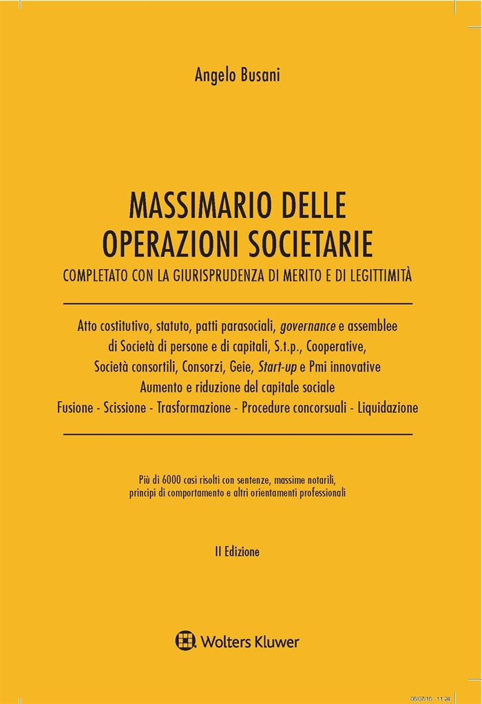 SOCIETA' - Massimario operazioni societarie - 2a Edizione 2016