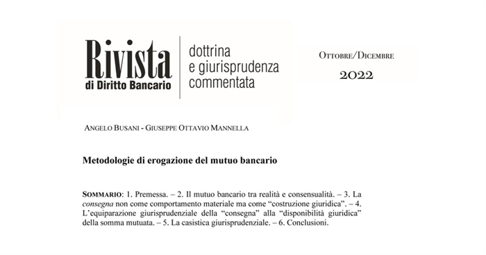 MUTUO BANCARIO - Modalità di erogazione 